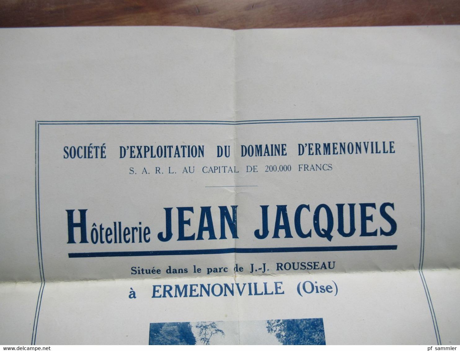 Hotel Werbung Plakat Un Joyau de l'Ile de France Ermenonville / Hotellerie Jean Jacques / Parc J.J. Rousseau ca. 1920