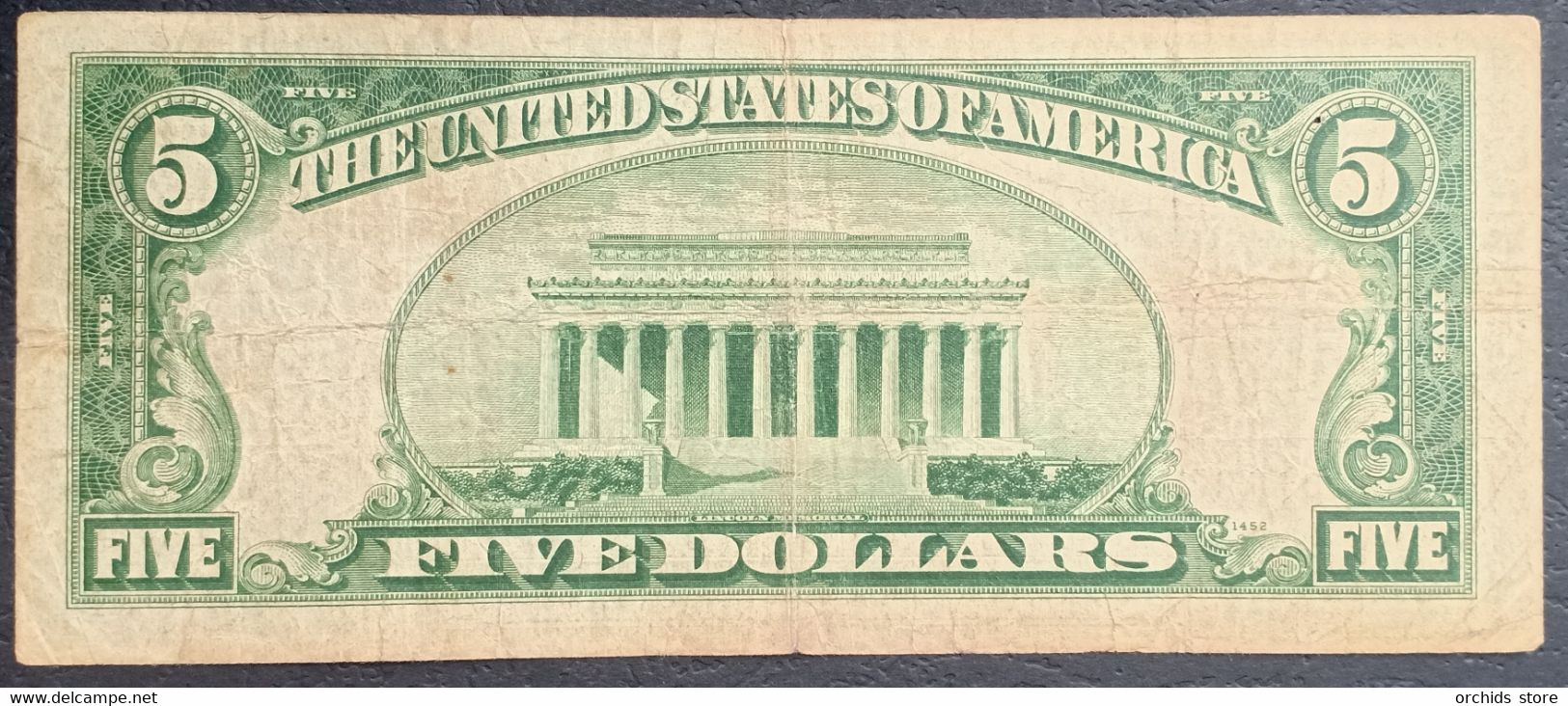 PB0211 - USA SERIES 1928 C Red Certificate Banknote 5 Dollars Serial #G10810997A - United States Notes (1928-1953)