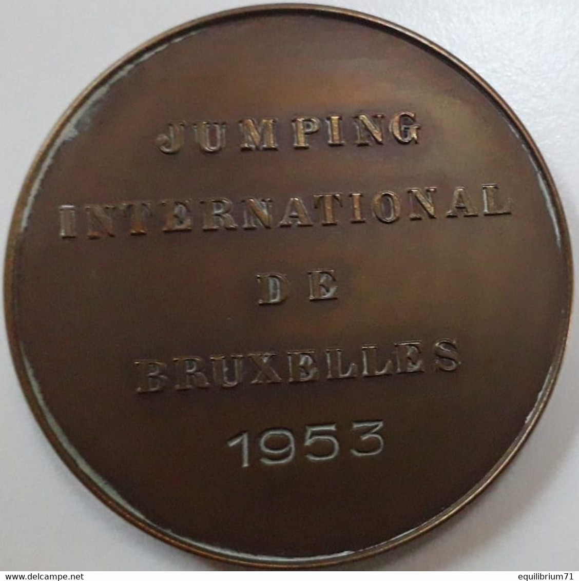 Médaille De Table En Bronze - Baudouin - Jumping International De Bruxelles - 1953 - Signé C. Van Dionant -  Gr - Royal / Of Nobility
