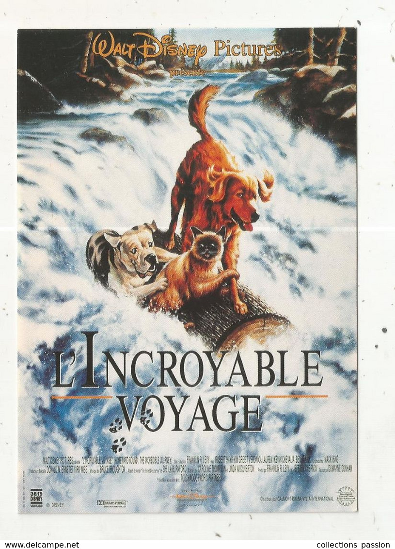 Cp, Spectacle , Cinéma , Affiche , L'INCROYABLE VOYAGE , Walt DISNEY Pictures , Vierge - Affiches Sur Carte