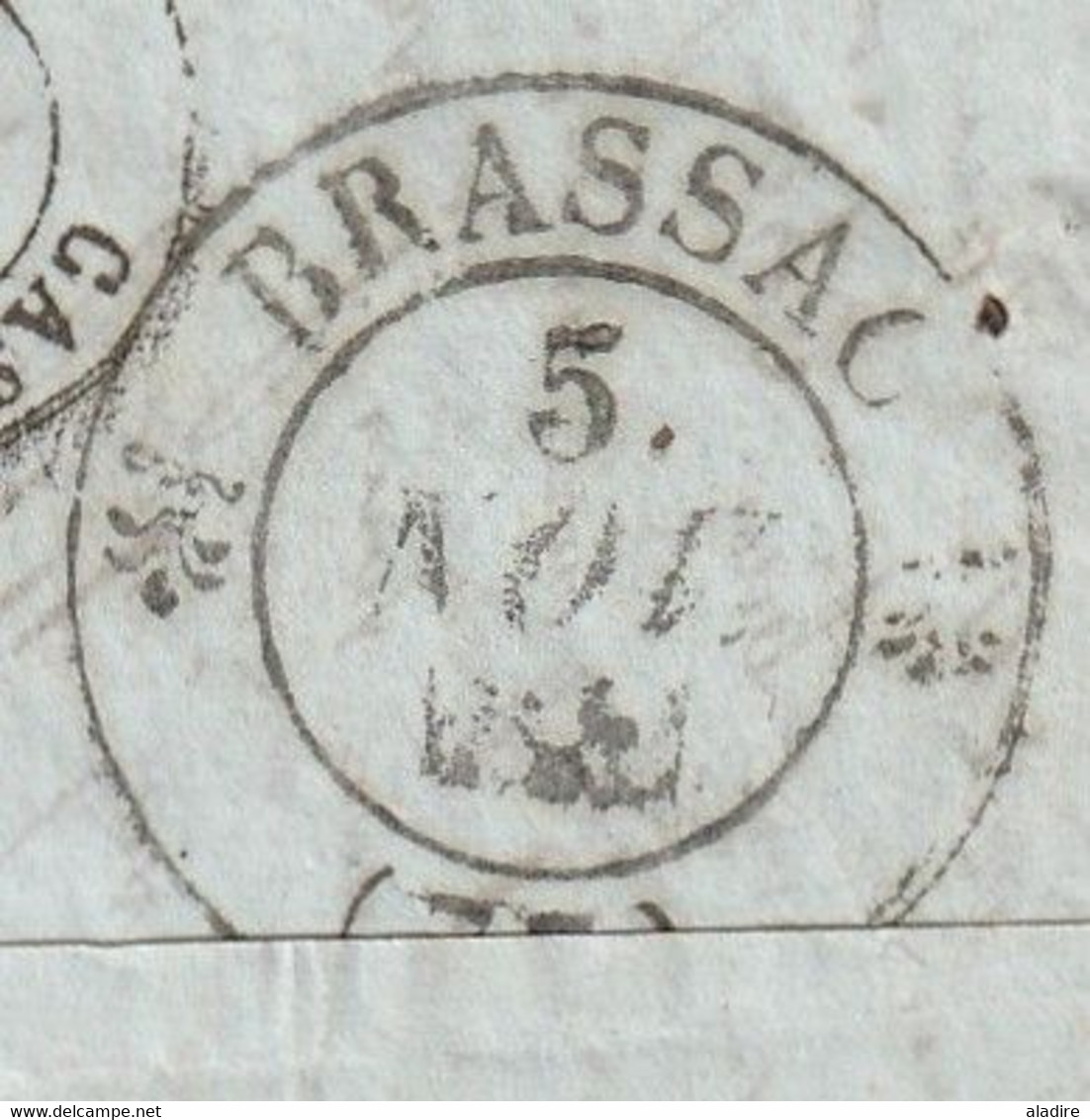 1841 -  Marque postale M couronné en rouge de Madrid sur Lettre pliée en français vers Brassac, Tarn, France