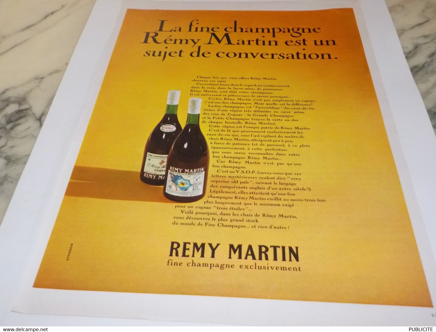 ANCIENNE PUBLICITE FINE CHAMPAGNE REMY MARTIN 1969 - Alcools