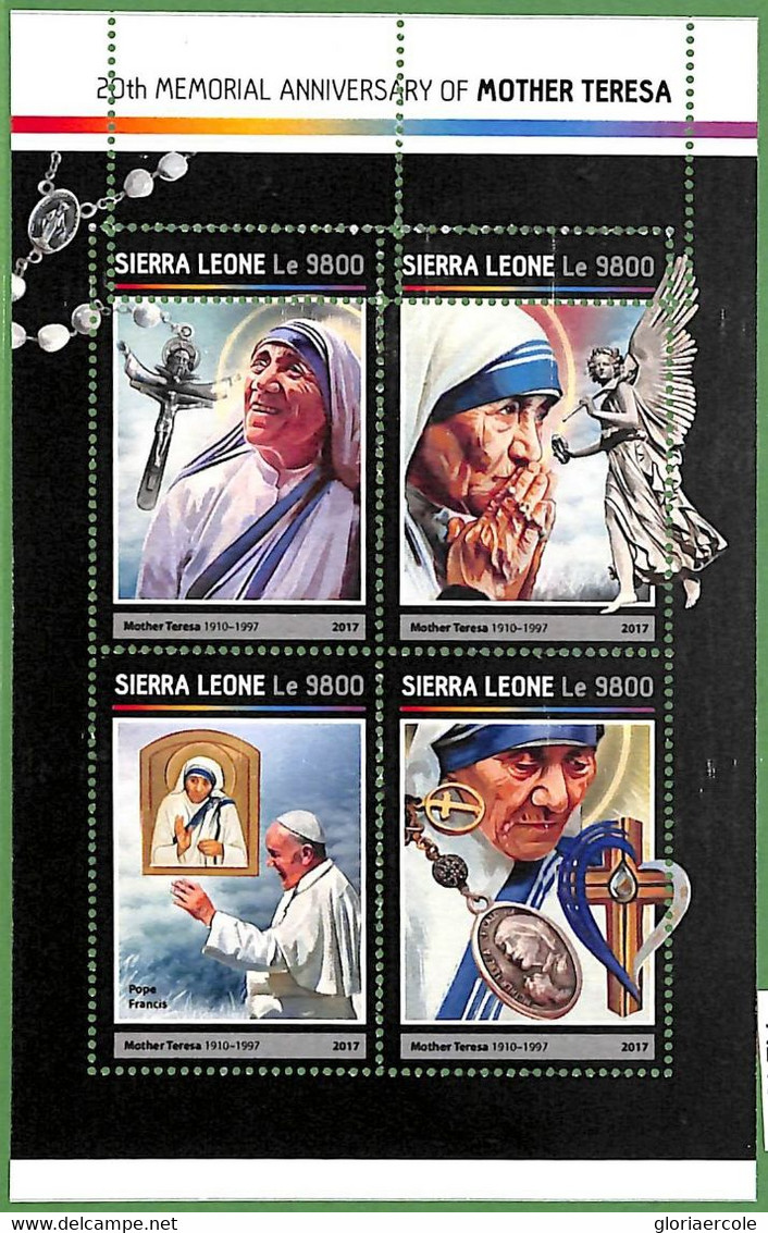 A2487 - SIERRA LEONE - ERROR: MISPERF - 2017, Mother Teresa, Pope John Paul II - Mère Teresa