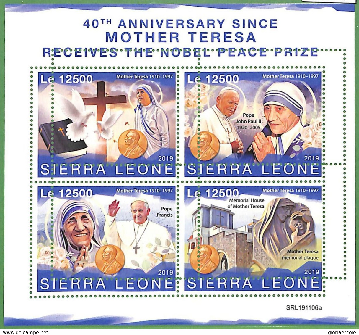 A2572 - SIERRA LEONE - ERROR: MISPERF - 2019, Mother Teresa, Pope John Paul II - Mère Teresa