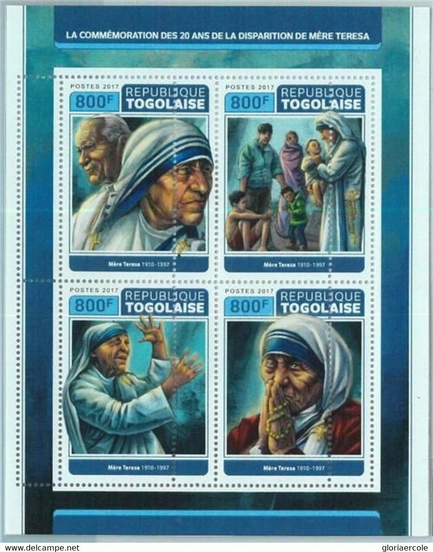 A3617-Togo ERROR MISSPERF 2017 Religion Mother Teresa - Mère Teresa