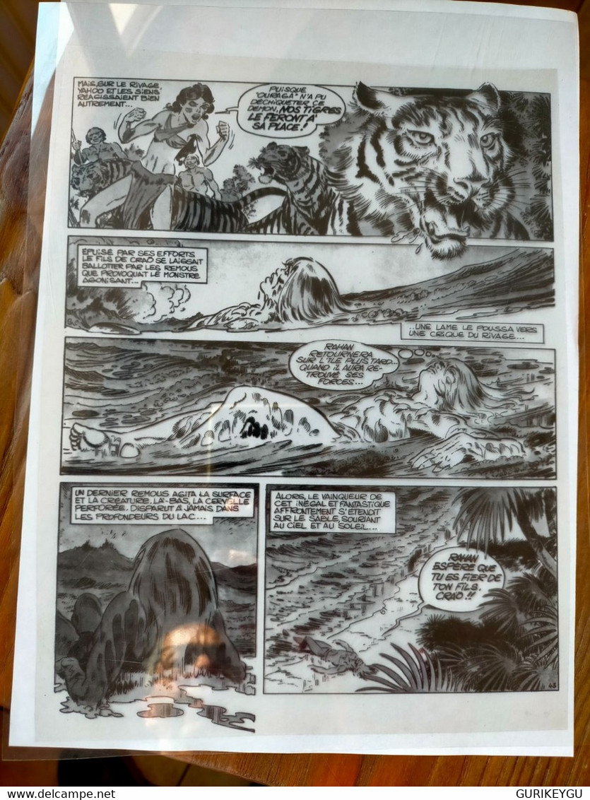 RARISSIME Pièce Unique Très Rare Film D' Impression Planche Plastique Du RAHAN 35 EO Page 43/61 NEUF 1983 TIGRE CHERET - Rahan