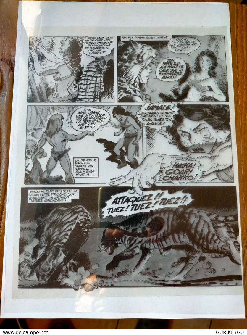 RARISSIME Pièce Unique Très Rare Film D' Impression Planche Plastique Du RAHAN 35 EO Page 31/49 NEUF 1983 TIGRE CHERET - Rahan