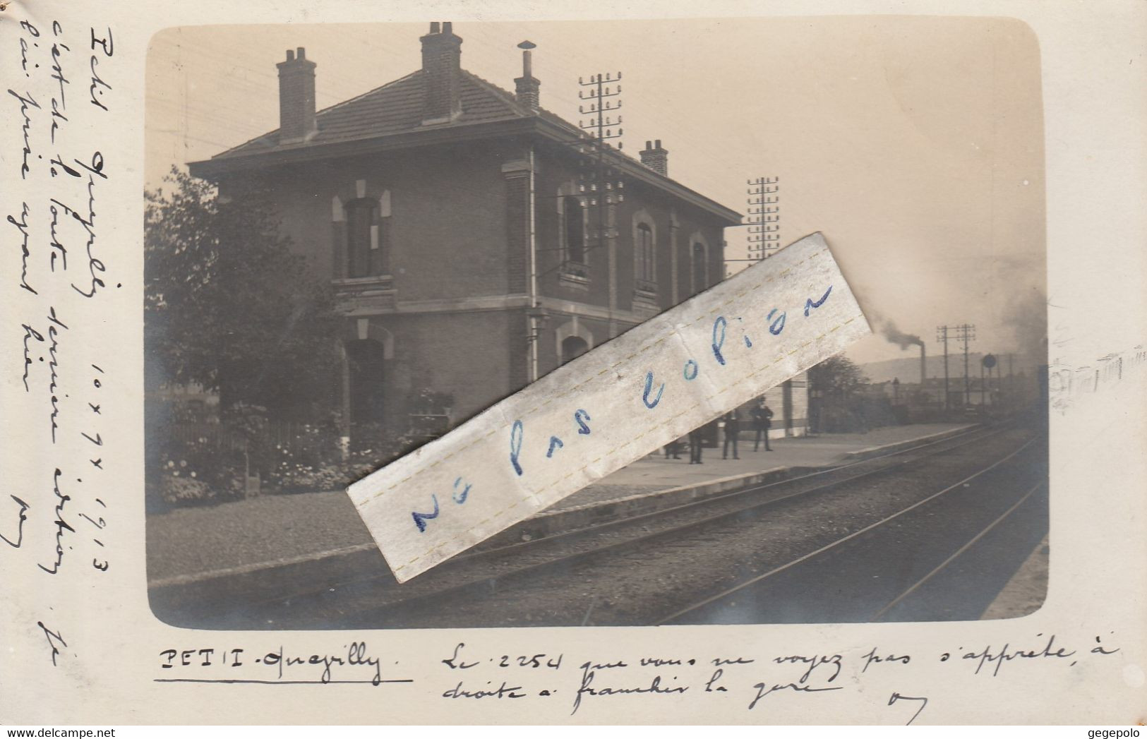 LE PETIT QUEVILLY  -  La Gare En 1913 - Train  2254 Arrivant En Gare  ( Carte Photo ) - Le Petit-quevilly