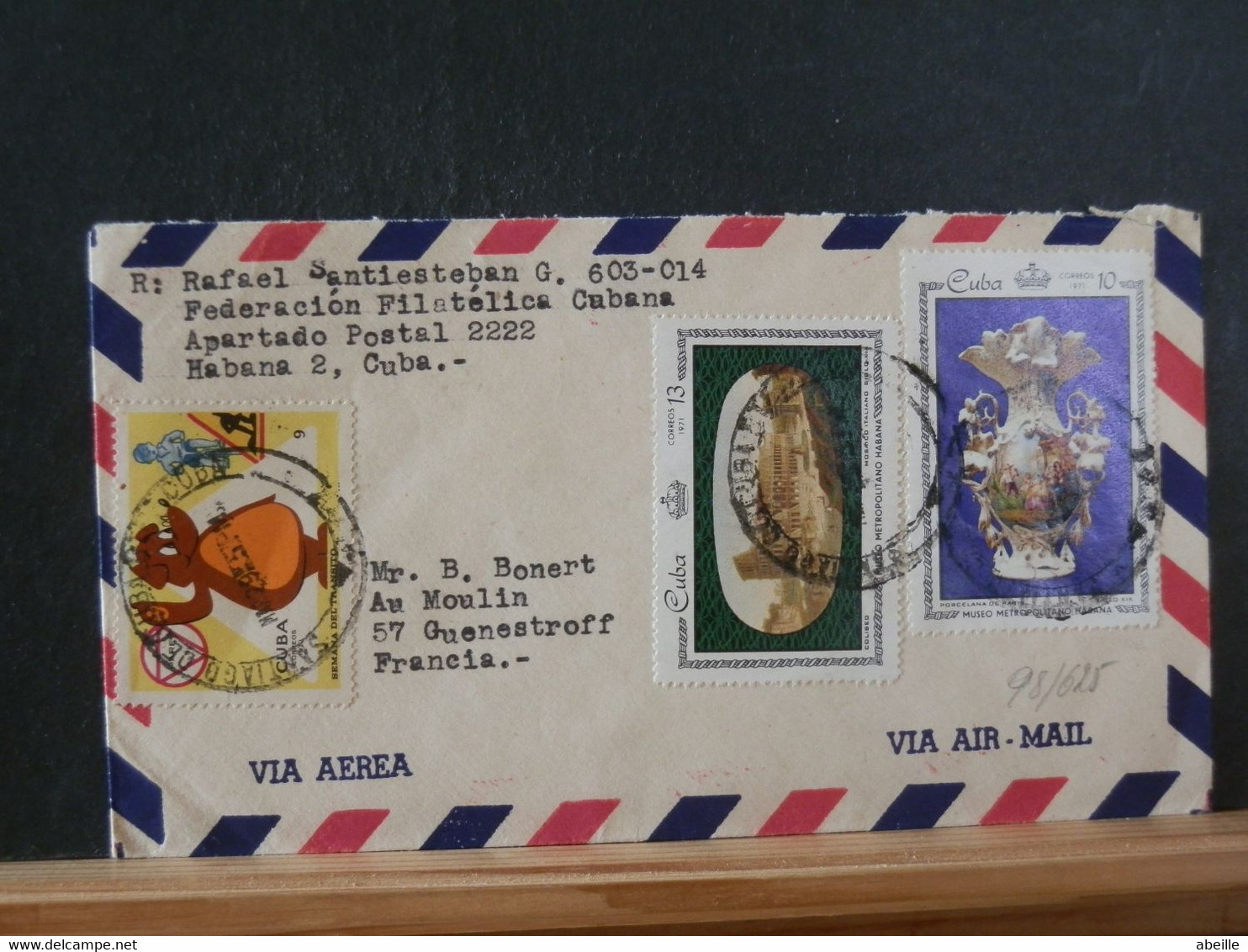 98/925  LETTER CUBA TO FRANCE - Covers & Documents
