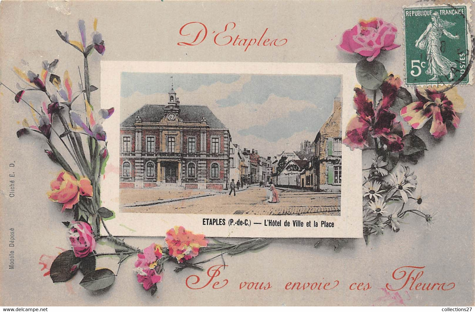 62-ETAPLES- JE VOUS ENVOIE CES FLEURS D'ETAPLES - Etaples