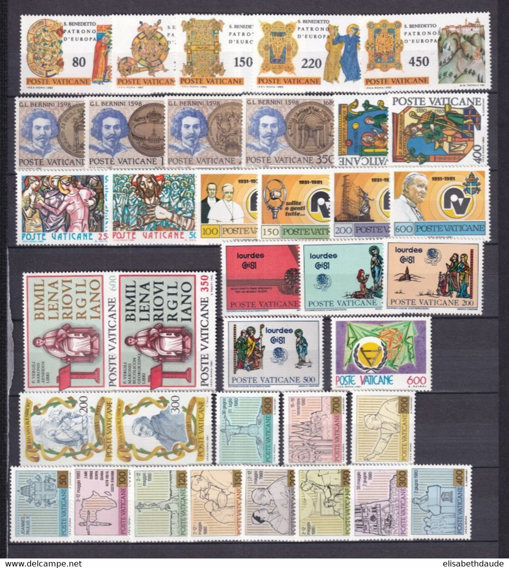 VATICAN - ANNEES COMPLETES 1980 + 1981 ** MNH - 37 VALEURS - COTE = 24.25 EUR. - Années Complètes