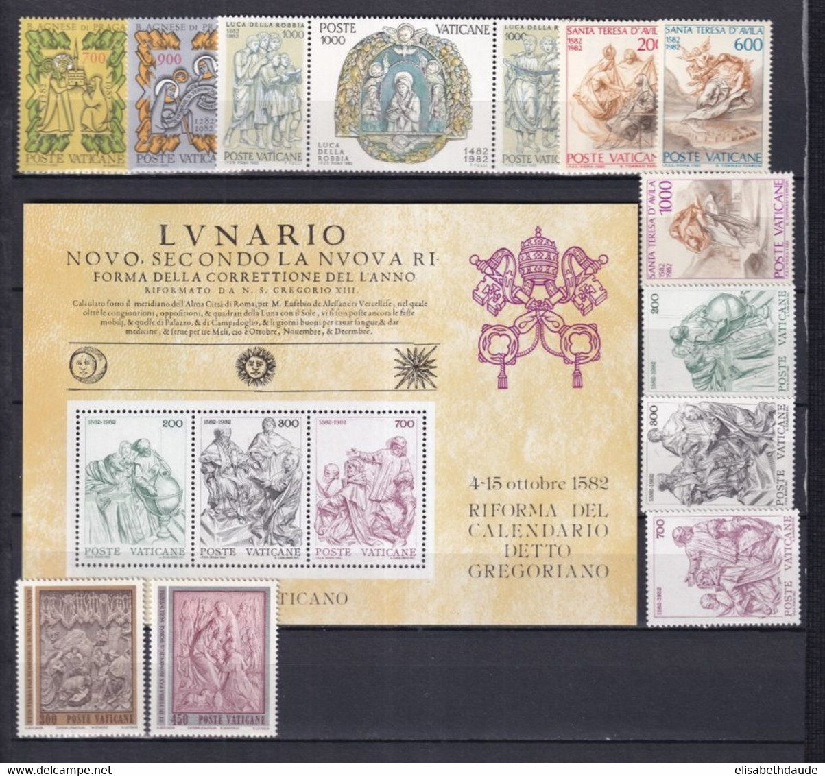 VATICAN - ANNEE COMPLETE 1982  ** MNH - 13 VALEURS + 1 BLOC - COTE = 27.75 EUR. - Années Complètes