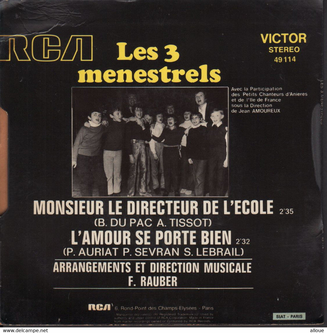 LES 3 MENESTRELS  - FR SG - MONSIEUR LE DIRECTEUR D'ECOLE + L'AMOUR CE PORTE BIEN - World Music