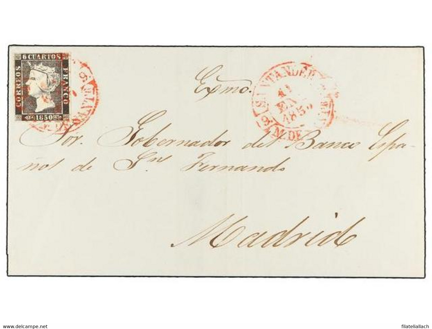 SPAIN: ISABEL II. 1850. 6 CUARTOS BLACK - Other & Unclassified