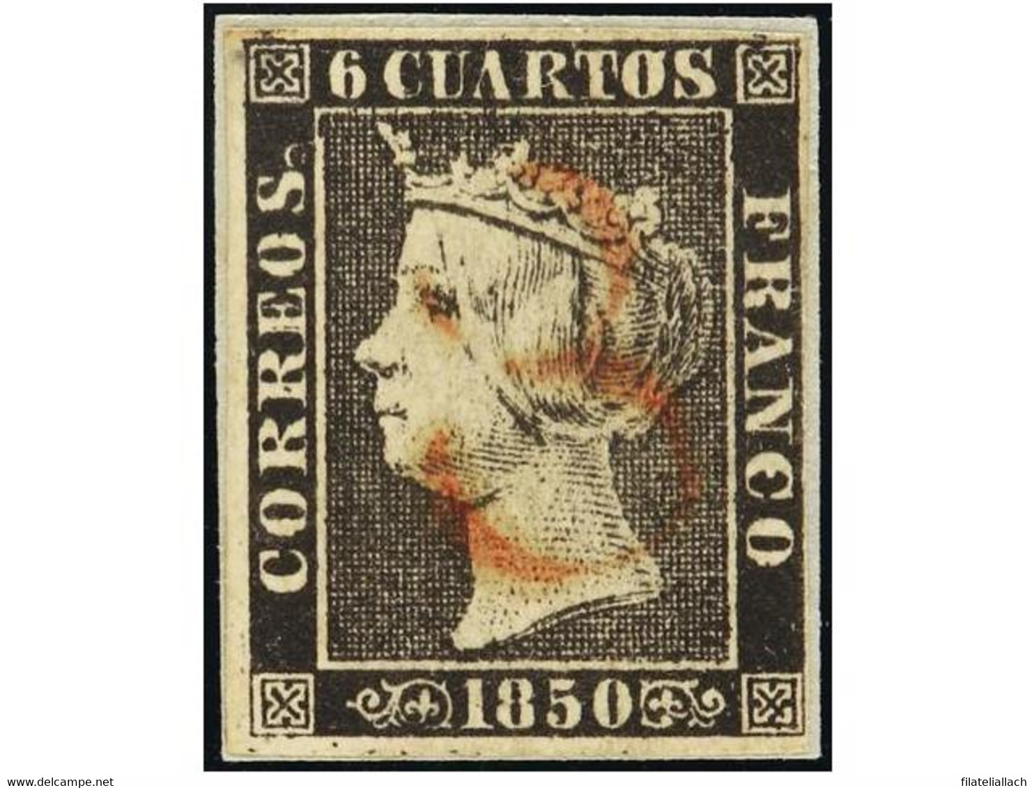 SPAIN: ISABEL II. 1850. 6 CUARTOS BLACK - Other & Unclassified