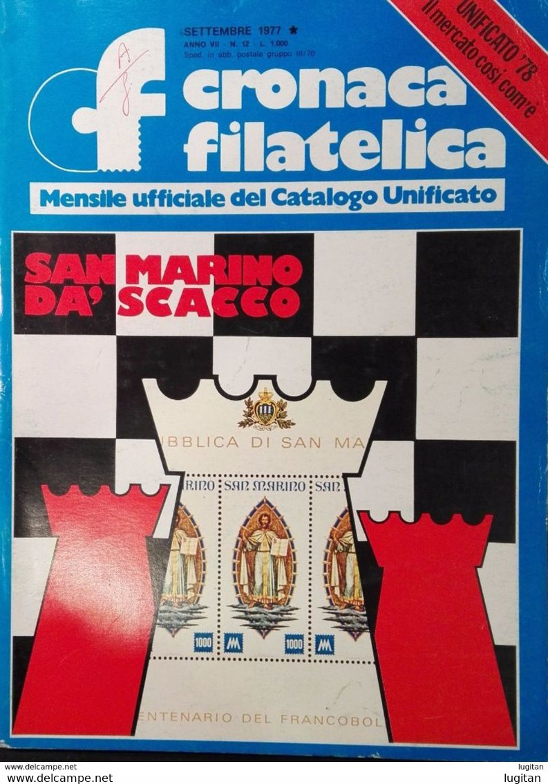 CRONACA FILATELICA  - NUMERO 12 - SETTEMBRE 1977 - FILATELIA - RIVISTE - DE ROSA - Premières éditions