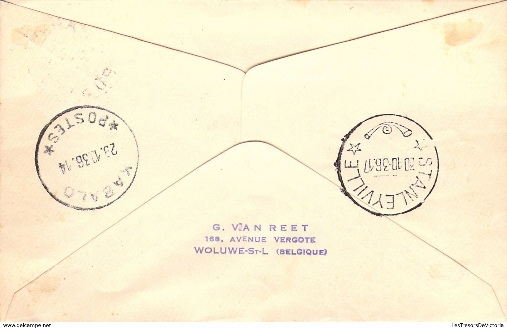 Congo Belge - 1936 - COB 194 Sur Lettre  Oblitération Manono - Pour 1er Courrier Aérien Manono Basoko - Lettres & Documents