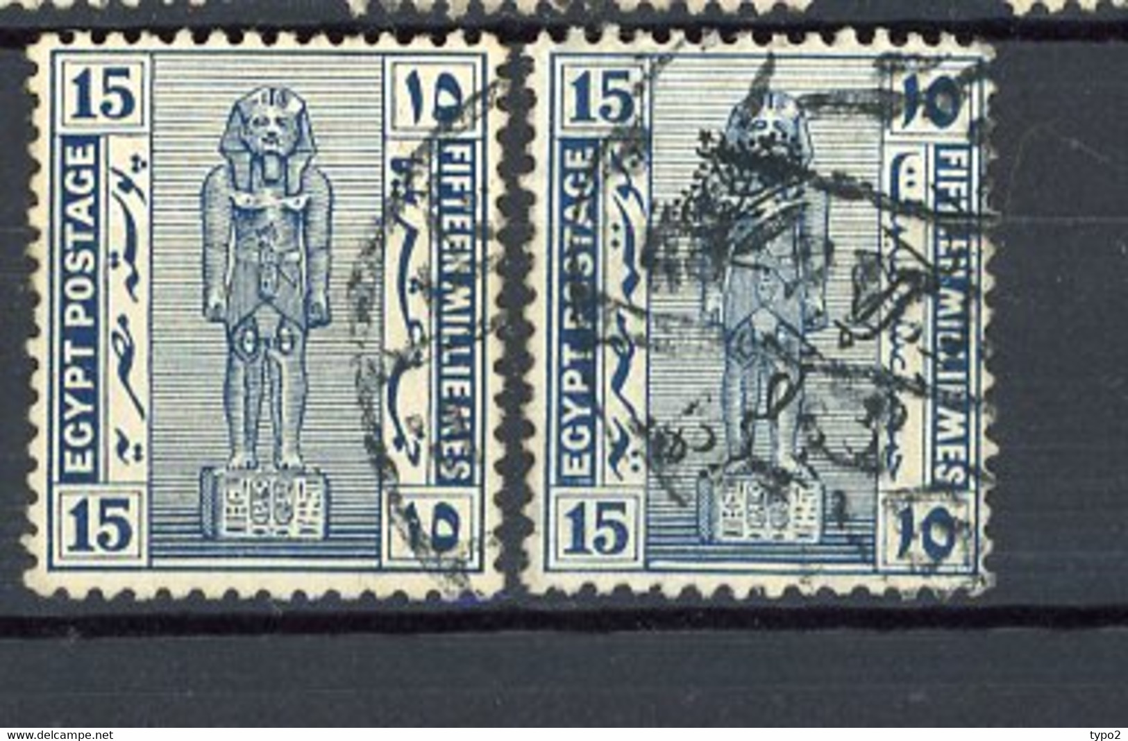 EGY 1920 Yv. N° 64,65   Fil A  (o)  15m Cote 3  Euro BE  2 Scans - 1915-1921 Protectorat Britannique