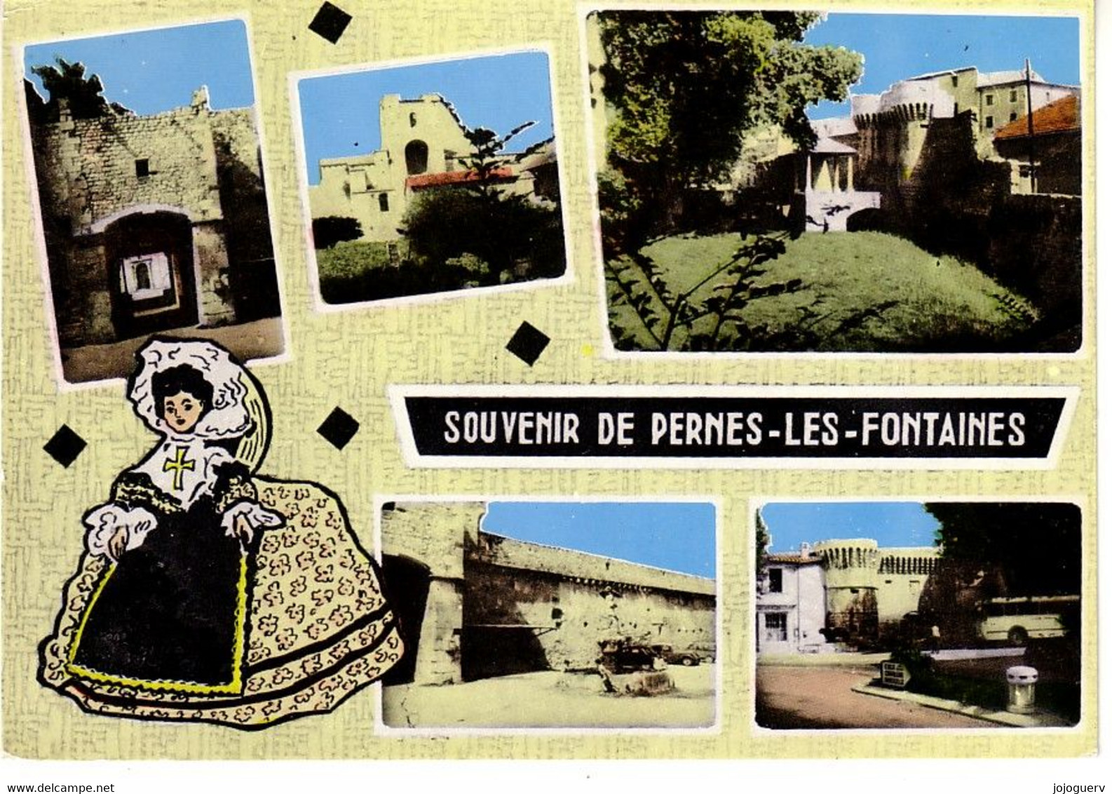 Pernes Les Fontaines Souvenir ( 5 Vues Et Poupée En Costume Local ; Timbrée En 1975 - Pernes Les Fontaines