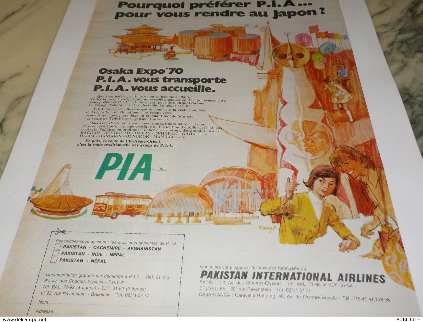 ANCIENNE PUBLICITE EXPO OSAKA AVEC PAKISTAN INTERNATIONAL AIRLINE  1970 - Werbung