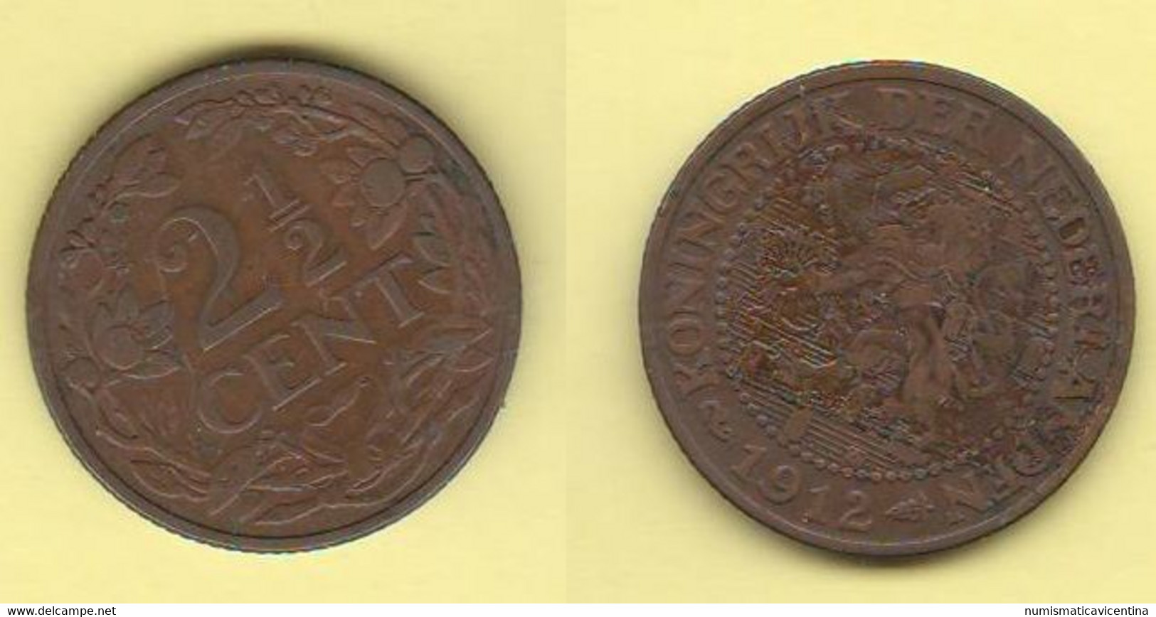 2.5 Cents 1912 Nederlanden Olanda Holland Pays-Bas Netherlands - 2.5 Centavos