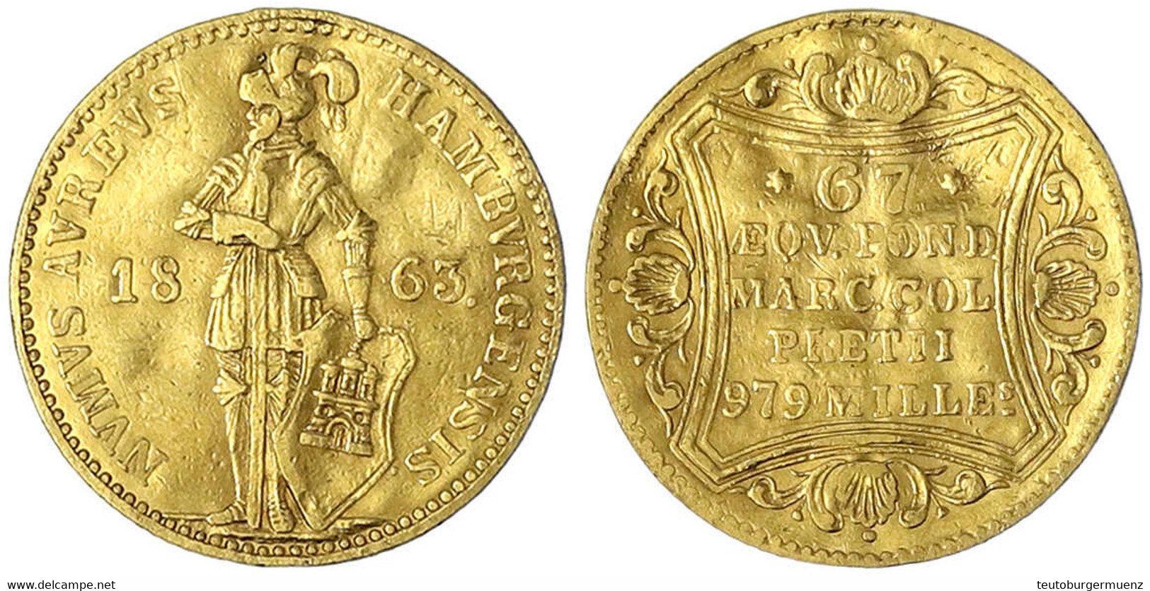 Dukat 1863. Stehender Ritter. 3,43 G.sehr Schön, Gewellt, Henkelspur. Friedberg 1142. AKS 10. Jaeger 93a. Gaedechens 249 - Gold Coins