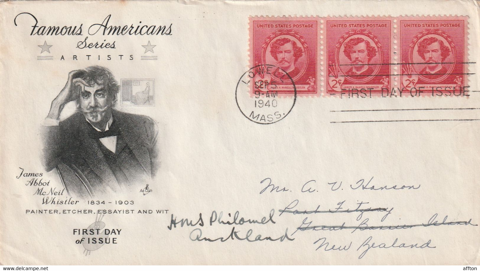 United States 1940 FDC Mailed To New Zealand - 1851-1940