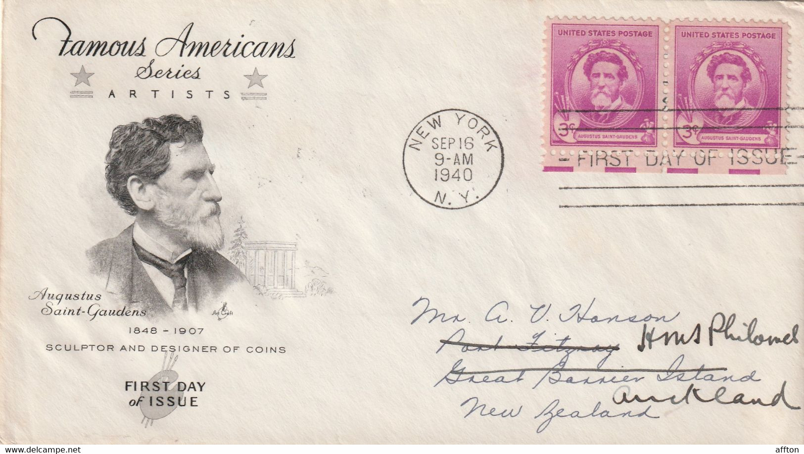 United States 1940 FDC Mailed To New Zealand - 1851-1940