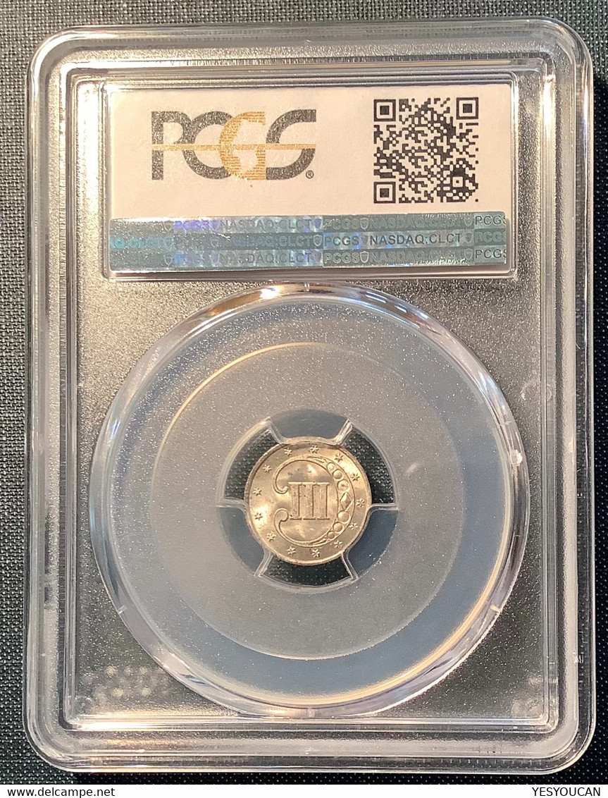 USA 1851 3 Cents PCGS MS64 (US Coin Mint State États-Unis Monnaie Crypto Bitcoin - 2, 3 & 20 Cents