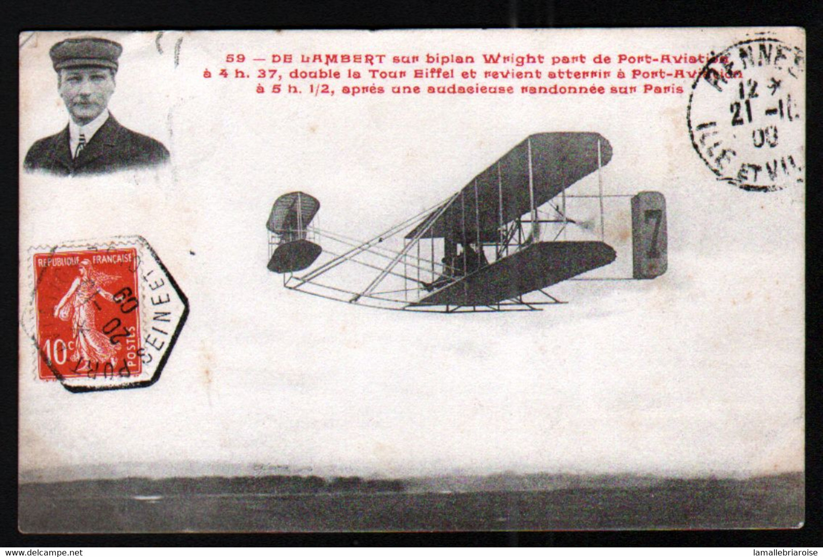 Aviation, De Lambert Sur Biplan Wright - Airmen, Fliers