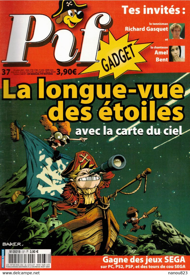 PIF GADGET N° 37 DU 25 JUILLET 2007 RENCONTRE RICHARD GASQUET AMEL BENT LES PYRAMIDES NUIT DES ETOILES PIF ET HERCULE - Pif & Hercule