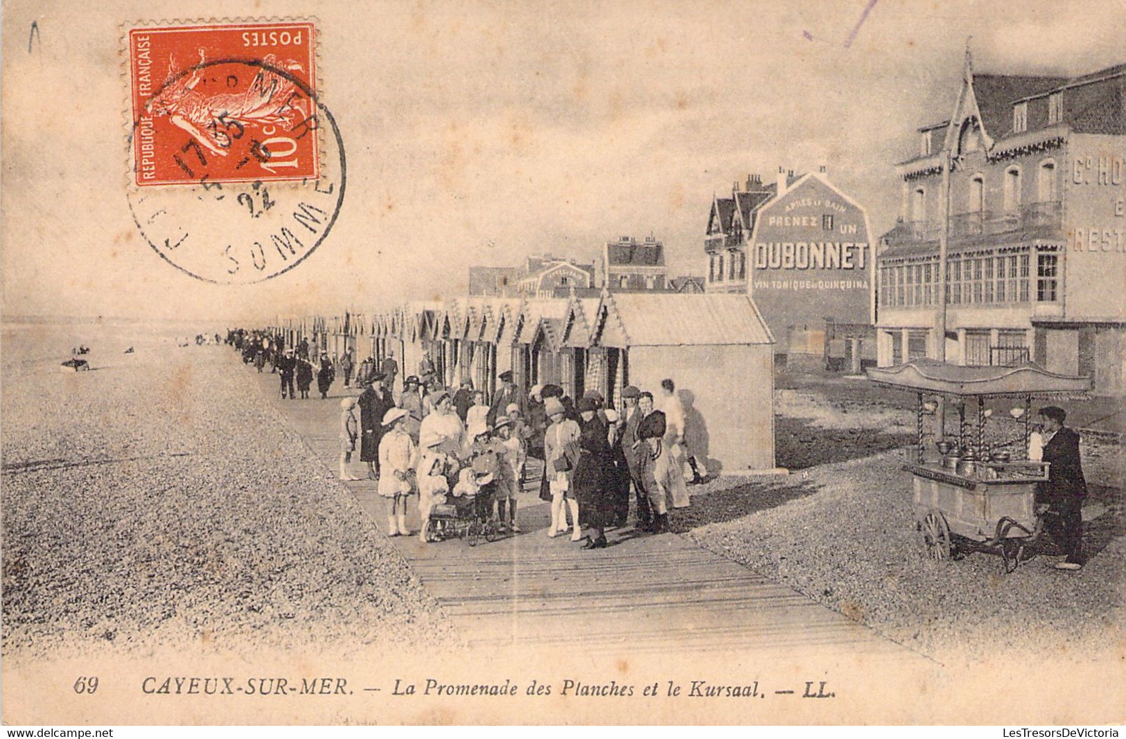 CPA Cayeux Sur Mer - La Promenade Des Planches Et Le Kursaal  - LL - Publicité Dubonnet - Timbre Verso Annulé - Cayeux Sur Mer