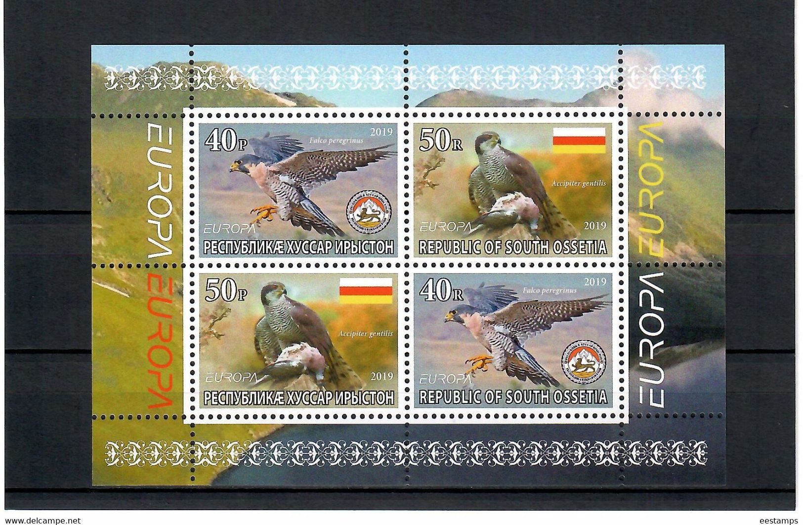 South Ossetia . EUROPA 2019. National Birds. (Arms,Flag) .  S/S:40,40,50,50 - 2019