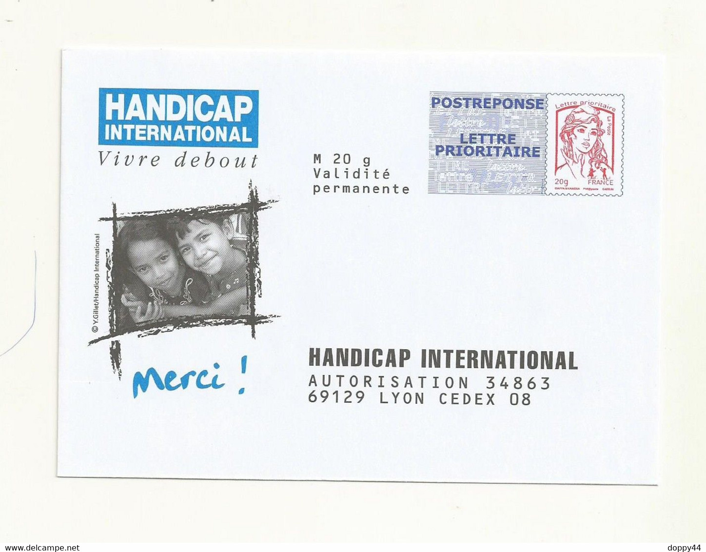 PAP POSTREPONSE HANDICAP INTERNATIONAL LOT 14P032. - Prêts-à-poster: Réponse /Ciappa-Kavena