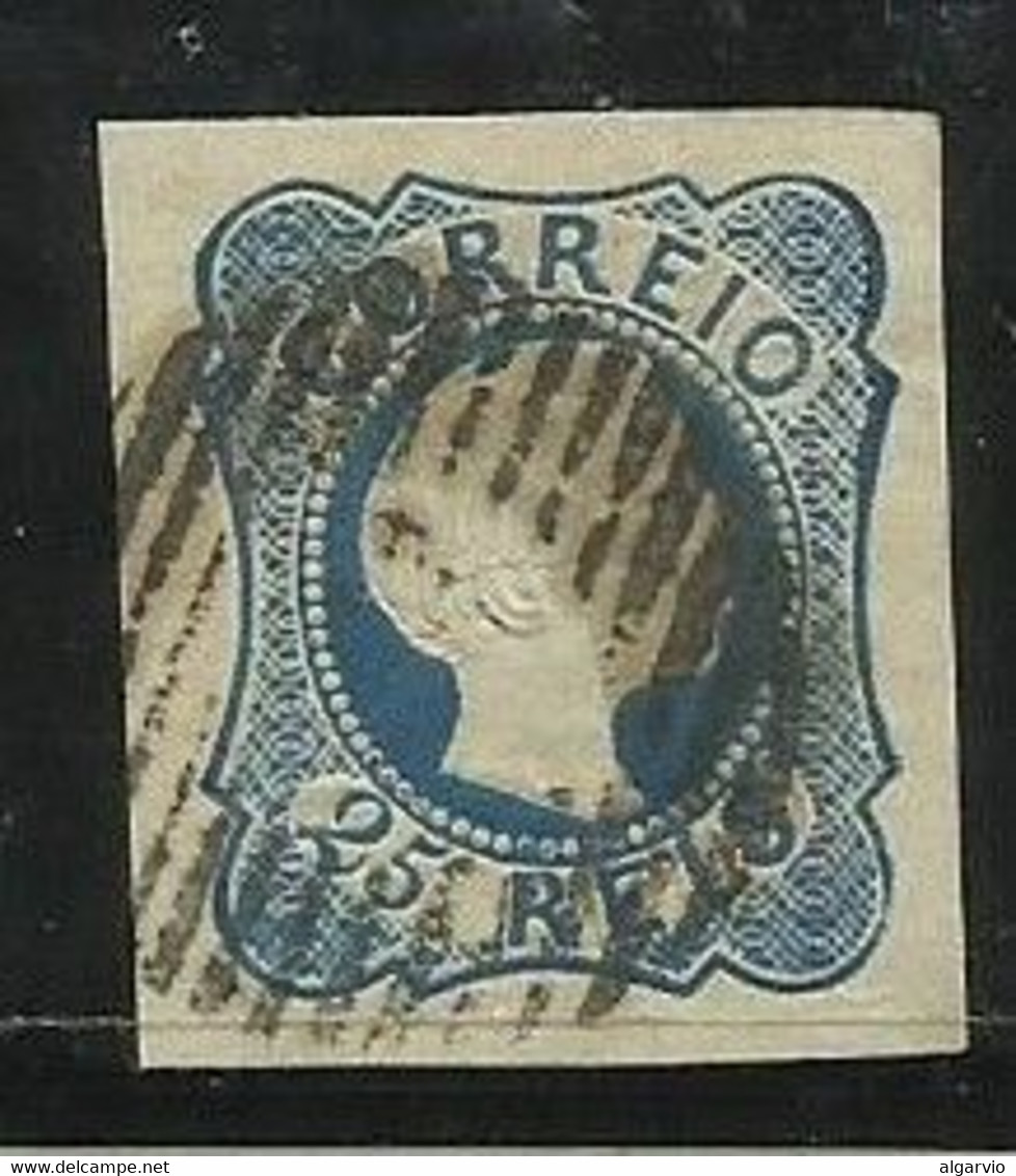 Portugal  1855/6 , #6 D Pedro Cabeloa Lisos 25rs Azul Us - Used Stamps