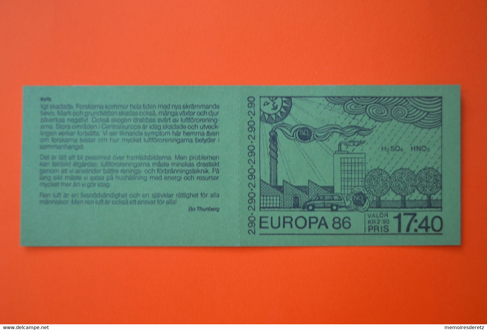 Suède Sverige Sweden Carnet Timbres EUROPA 1986 - 1981-..