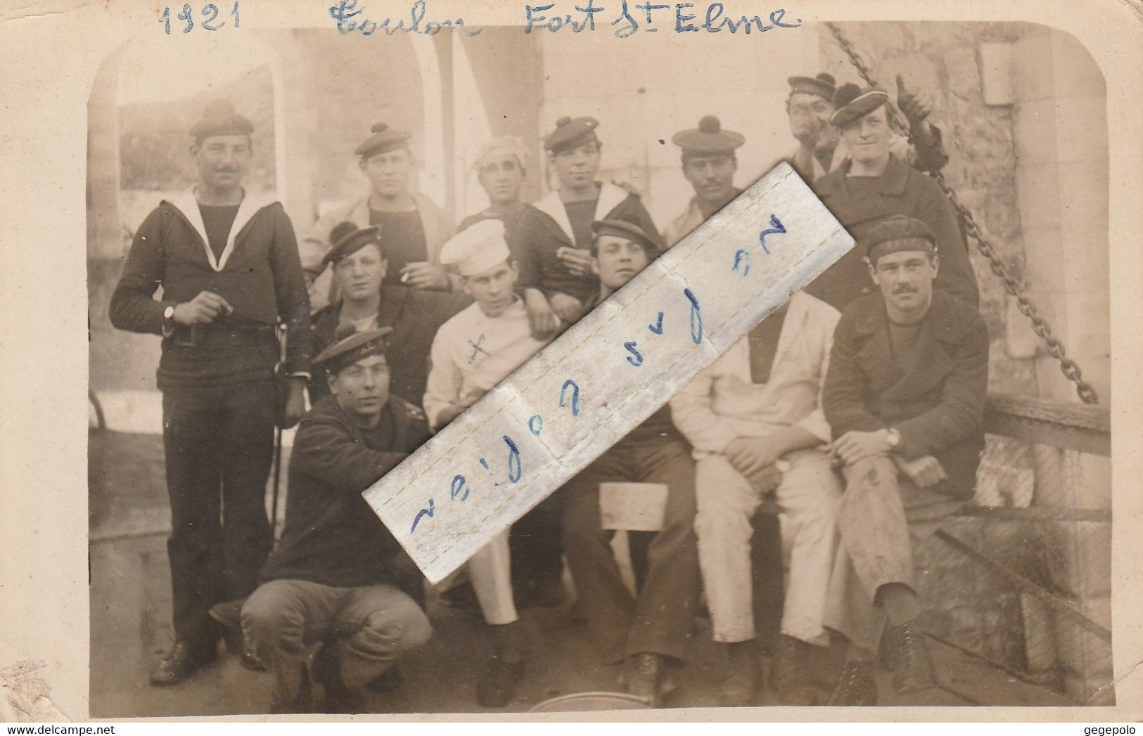 FORT SAINT-ELME -  Marins Qui Posent En 1921 ( Carte Photo ) - La Seyne-sur-Mer