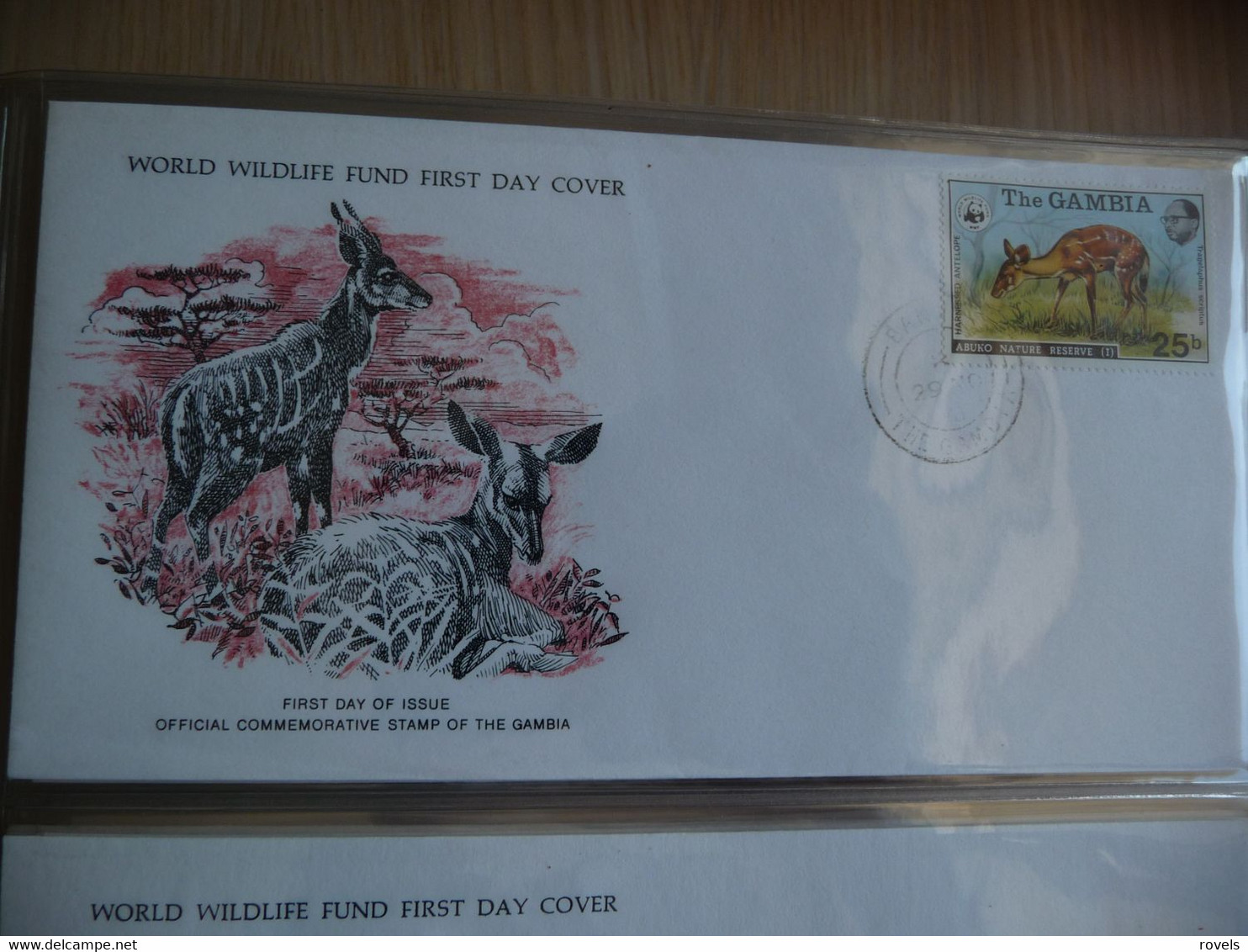 (groen) WORLD WILDLIFE 1976  4 FDC's * GAMBIA . * SITATUNGA, THE SERVAL CAT, HARNESSED ANTELOPE, THE LEOPARD. - Other & Unclassified