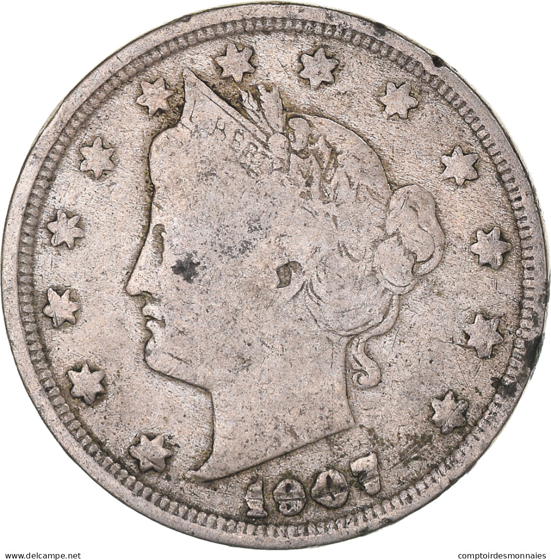 Monnaie, États-Unis, Liberty Nickel, 5 Cents, 1907, U.S. Mint, Philadelphie - 1883-1913: Liberty