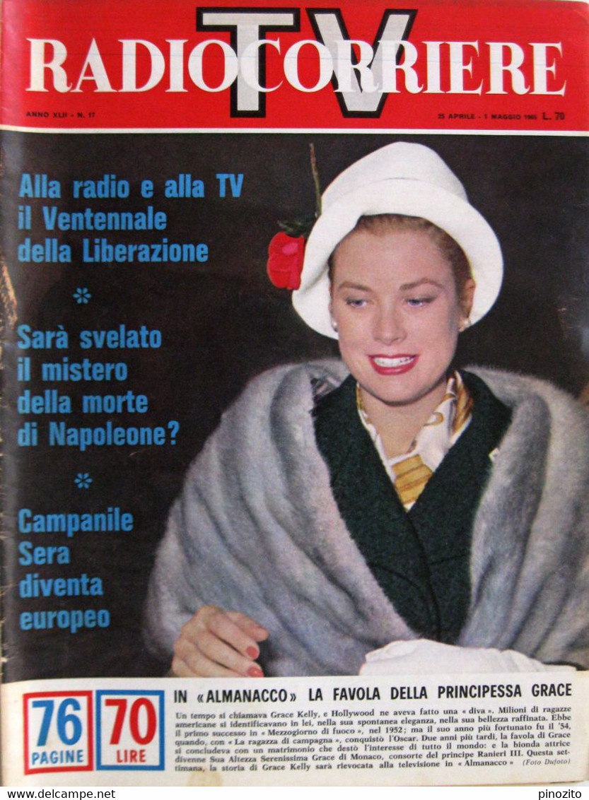 RADIOCORRIERE TV 17 1965 Grace Kelly Yoko Tani Ombretta Colli Wanda Osiris Gemelle Kessler - Télévision