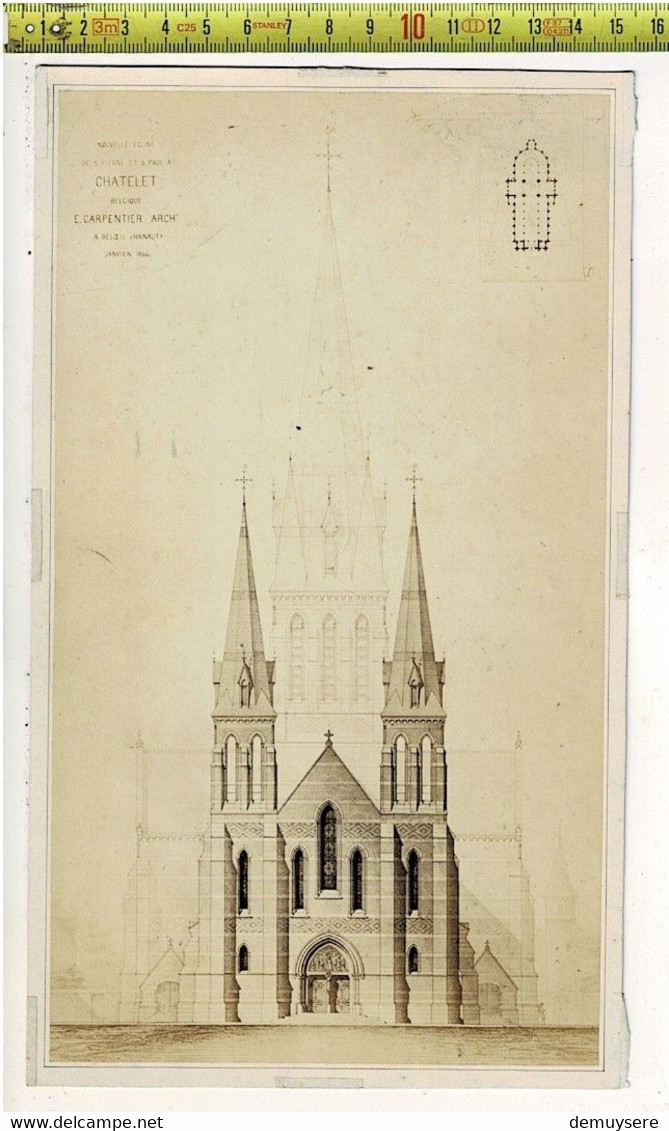 SOLDE 2082 - NOUVELLE ECLISE DE S.PIERRE ET S.PAUL  CHATELET BELGIQUE E. CARPENTIER ARCH. 1866 - Godsdienst & Esoterisme