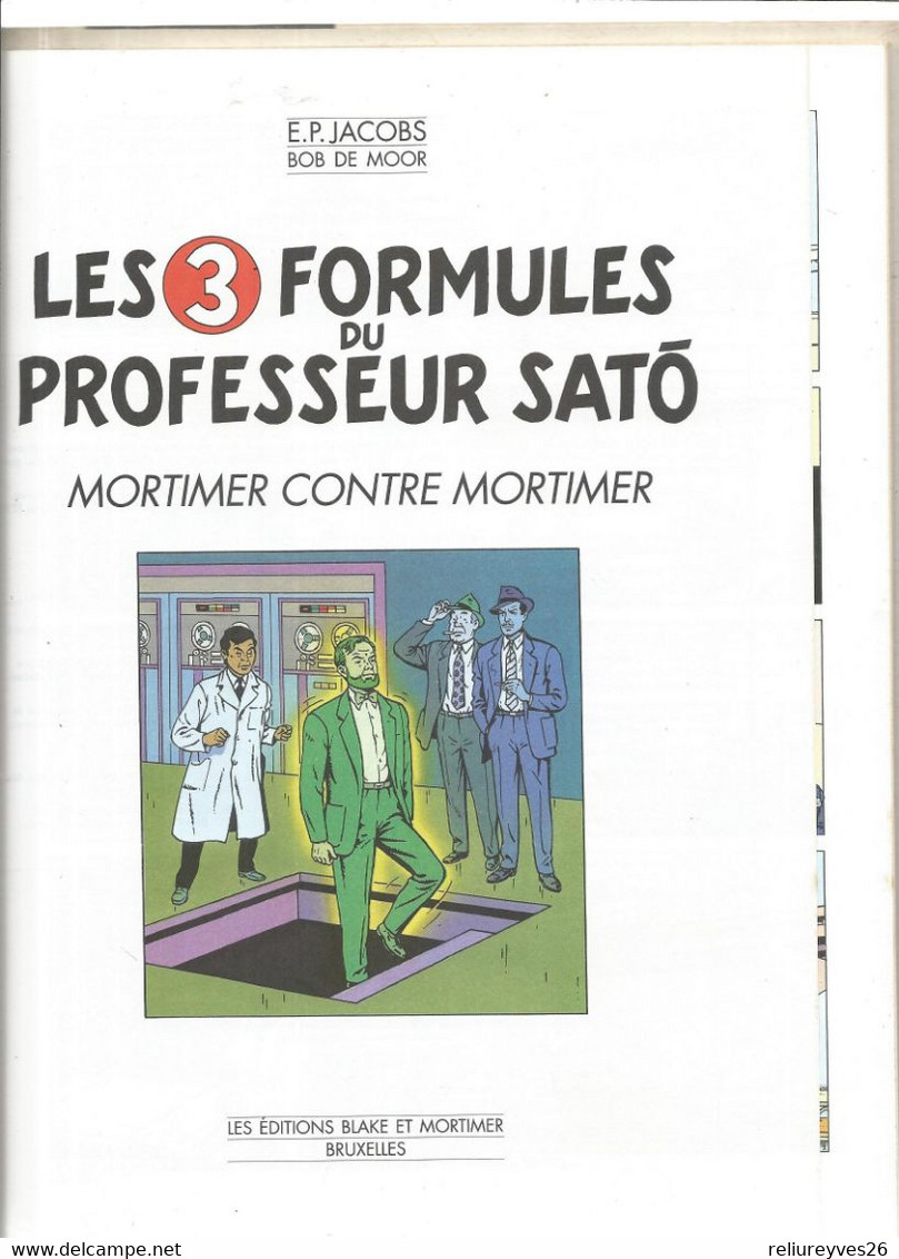 Réf.C2 ,T.1,Black Et Mortimer,Les 3 Formules Du Professeur Satô Par E.P. Jacobs, Ed. Black Et Mortimer 1999 , Bruxelles - Jacobs E.P.