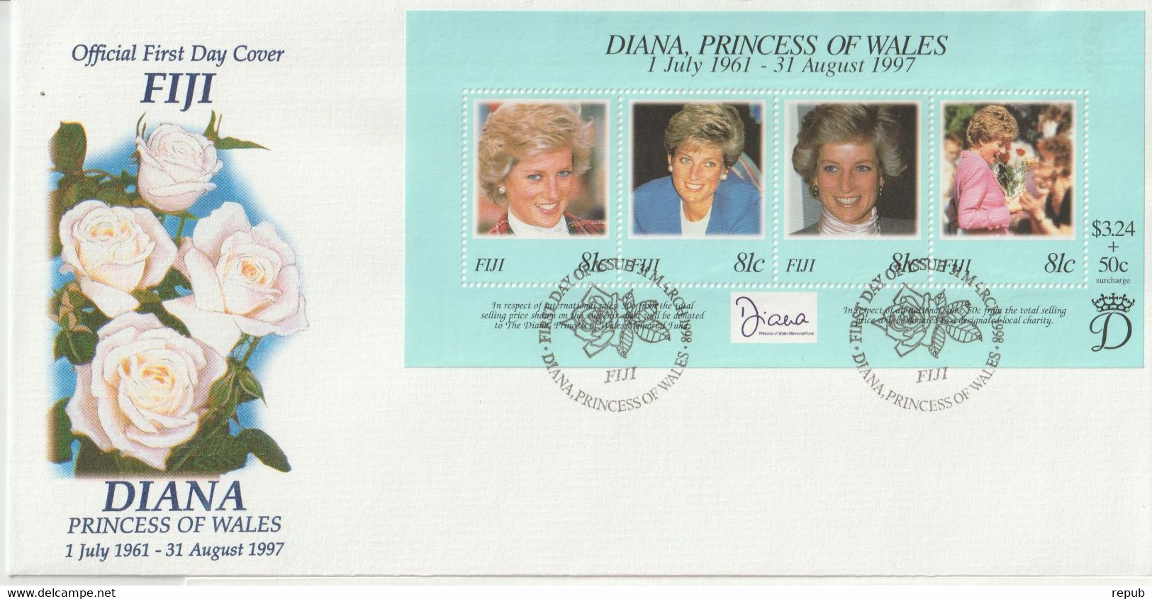 Fidji FDC 1998 Diana BF 26 - Fiji (1970-...)