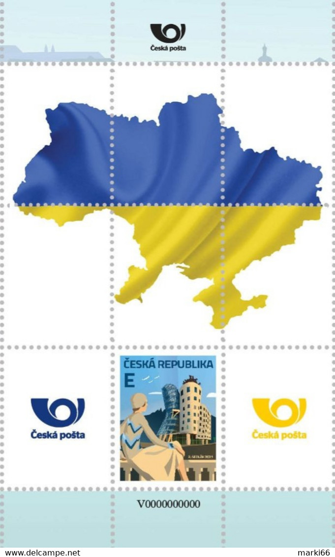 Czech Republic - 2022 - Tribute To Ukraine - Mint Personalized Stamp Pane (type II) - Nuevos