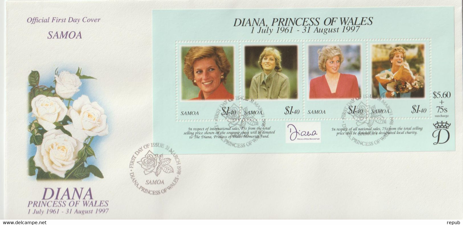 Samoa FDC 1998 Diana BF 63 - Samoa