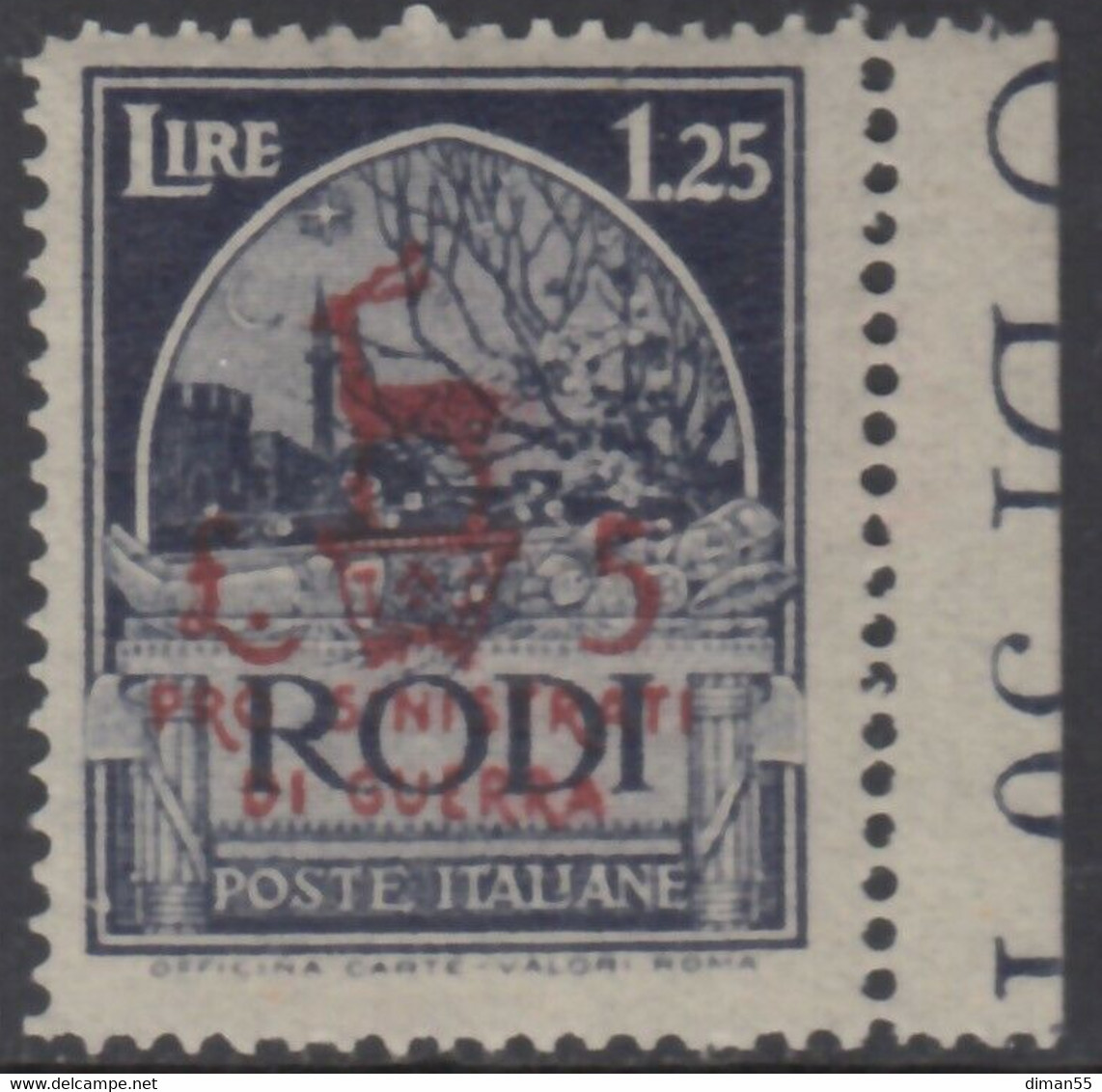 ITALY - EGEO OCC. TEDESCA  N.131 - Cat.300 Euro - MNH** Con Certificato - Bordo Di Foglio - Ägäis (Dt. Bes.)