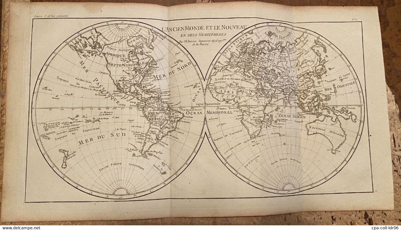 [MAPPEMONDE]. L'Ancien Monde Et Le Nouveau, En Deux Hémisphères. Par M. Bonne, Ingénieur -Hydrographe De La Marine. - Cartas Náuticas