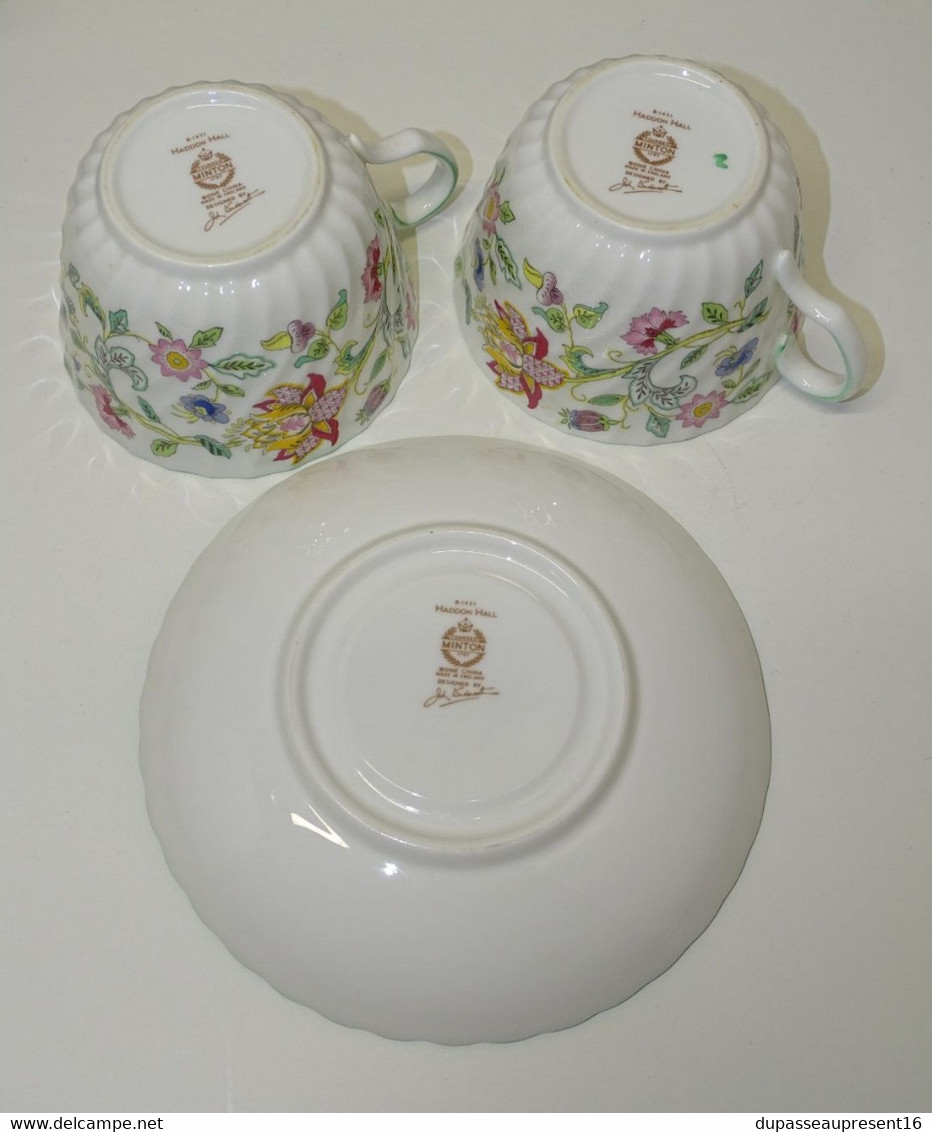 *2 JOLIES TASSES & 1 SOUCOUPE PORCELAINE MINTON BONE CHINA MADE IN ENGLAND  E