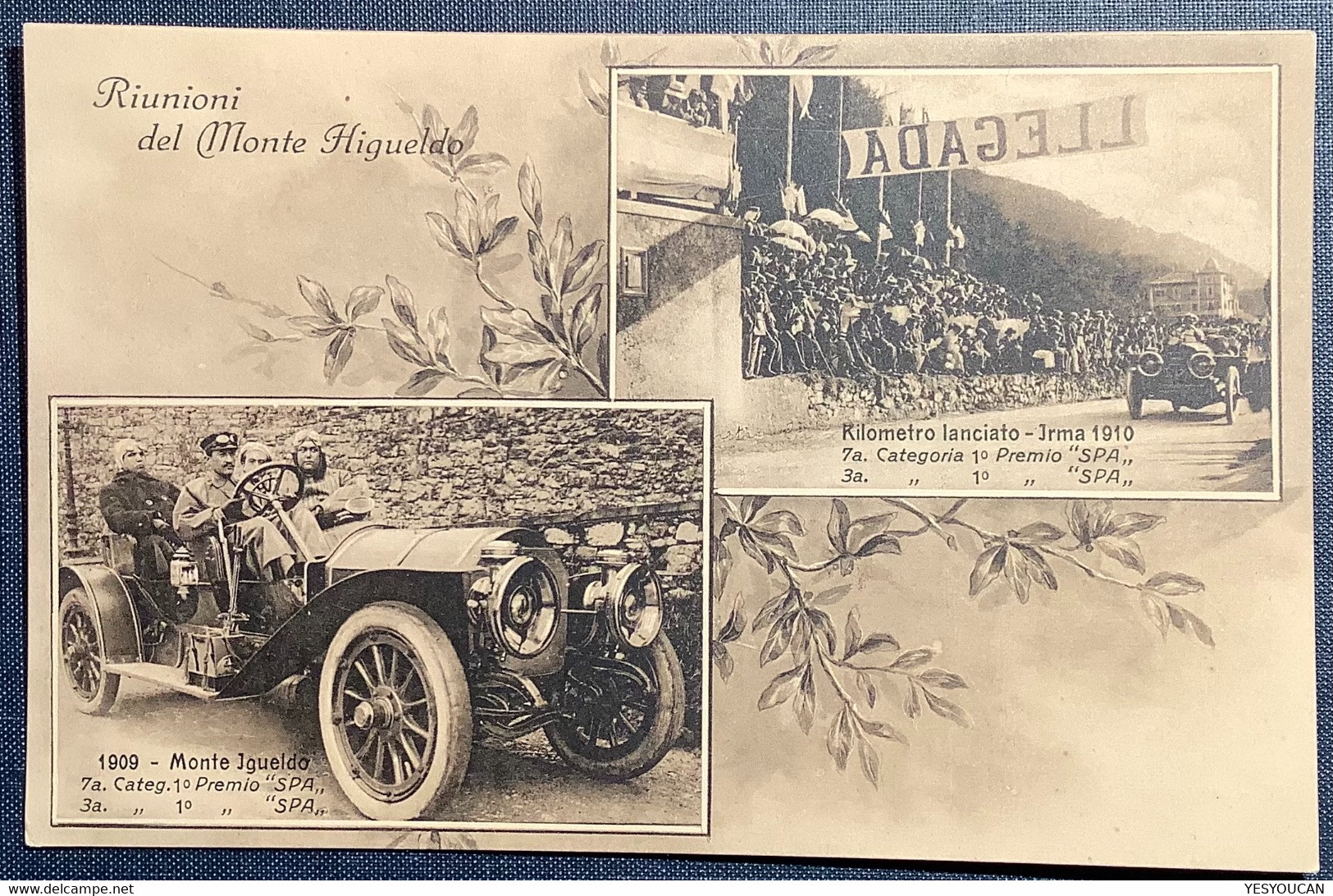 1910 SPA RIUNIONE MONTE IGUELDO (Car Racing San Sebastian Spain Ppc Cartoline Automobile Tarjeta - Guipúzcoa (San Sebastián)