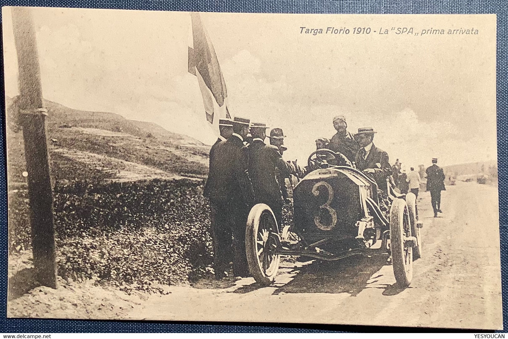 "SPA" PRIMA ARRIVATA TARGA FLORIO 1910 PALERMO  (Car Racing Italy Ppc Cartoline Automobile - Palermo